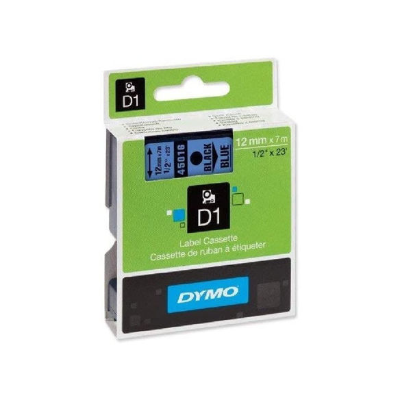 Picture of DYMO D1 LABEL CASSETTE ORIGINAL 45016 12MM BLACK ON BLUE